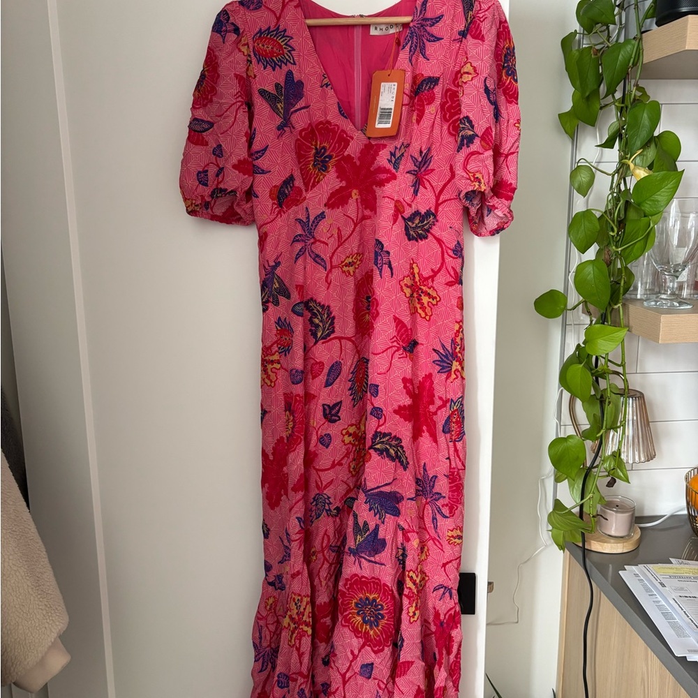 RHODE Pink and Red Floral Maxi Dress